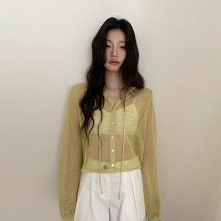 糖果色连帽短款 2026新款 镂空显瘦长袖 针织衫 防晒衣 MOXI 薄款 春季