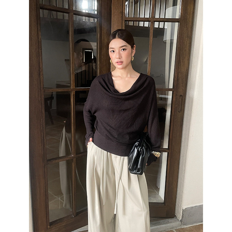 慵懒风长袖针织衫港味打底衫女