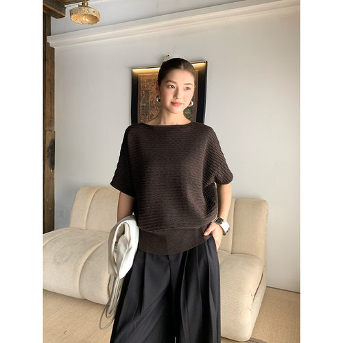 针织衫女秋季宽松一字领百搭上衣