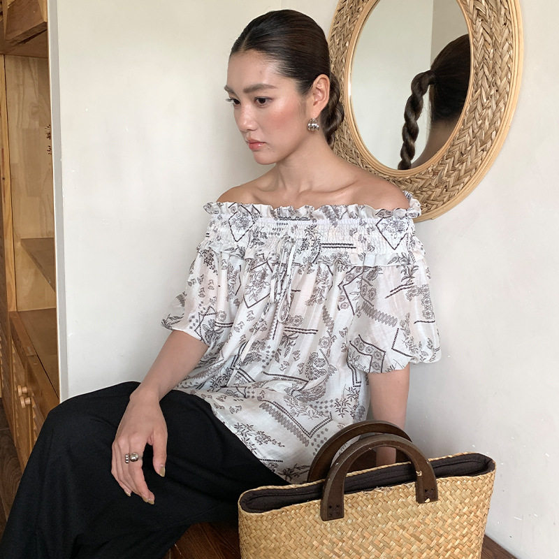衬衫女潮夏季宽松花苞短袖上衣