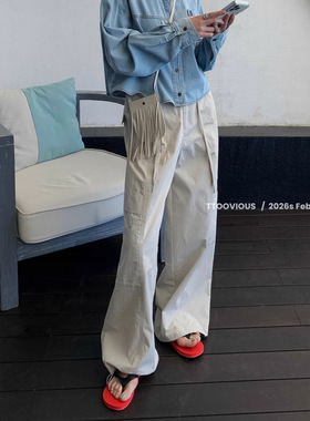 TTOO VOUIS春季2026新款多口袋工装裤女阔腿宽松直筒百搭长裤薄料