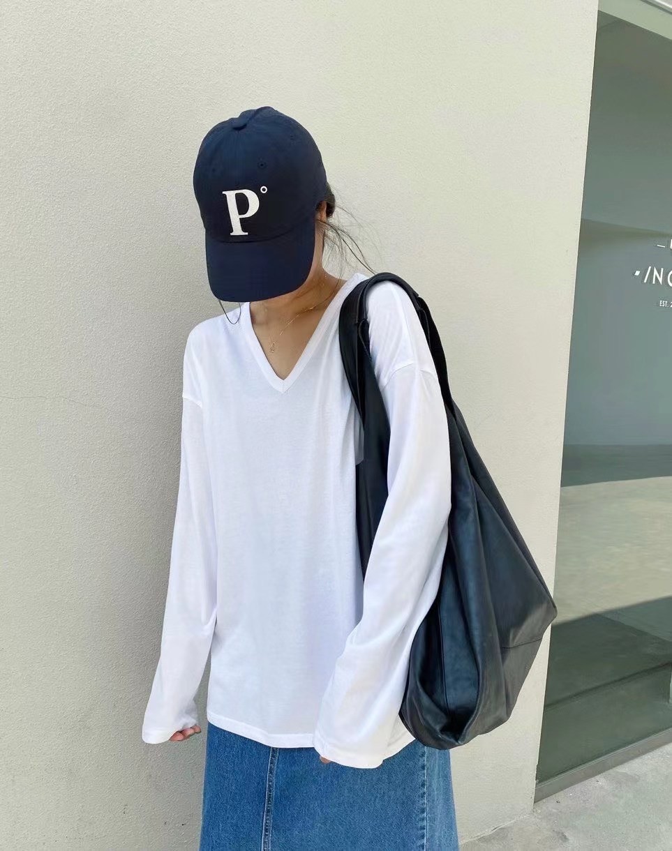 长袖韩版薄款纯色棉质