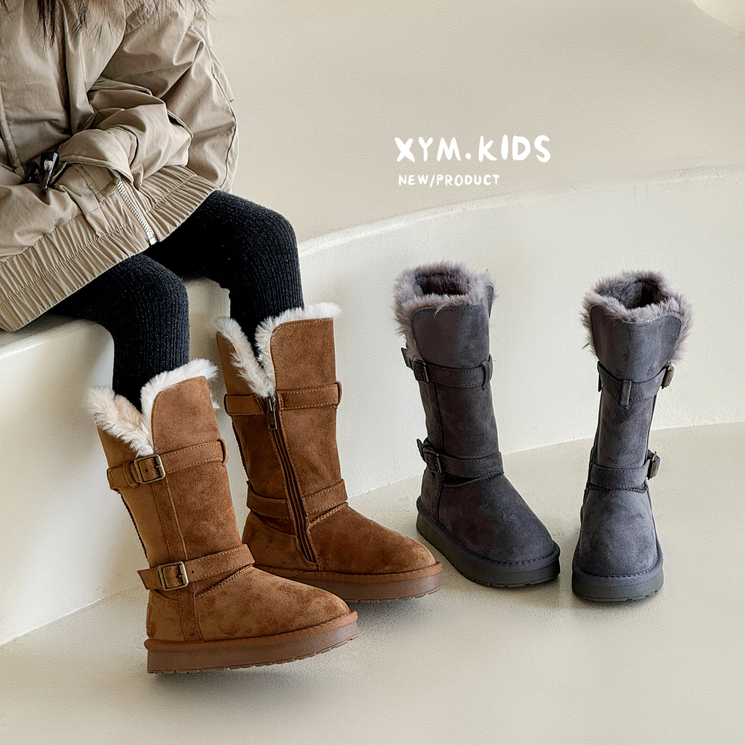 女孩长靴加绒保暖雪地靴厚底