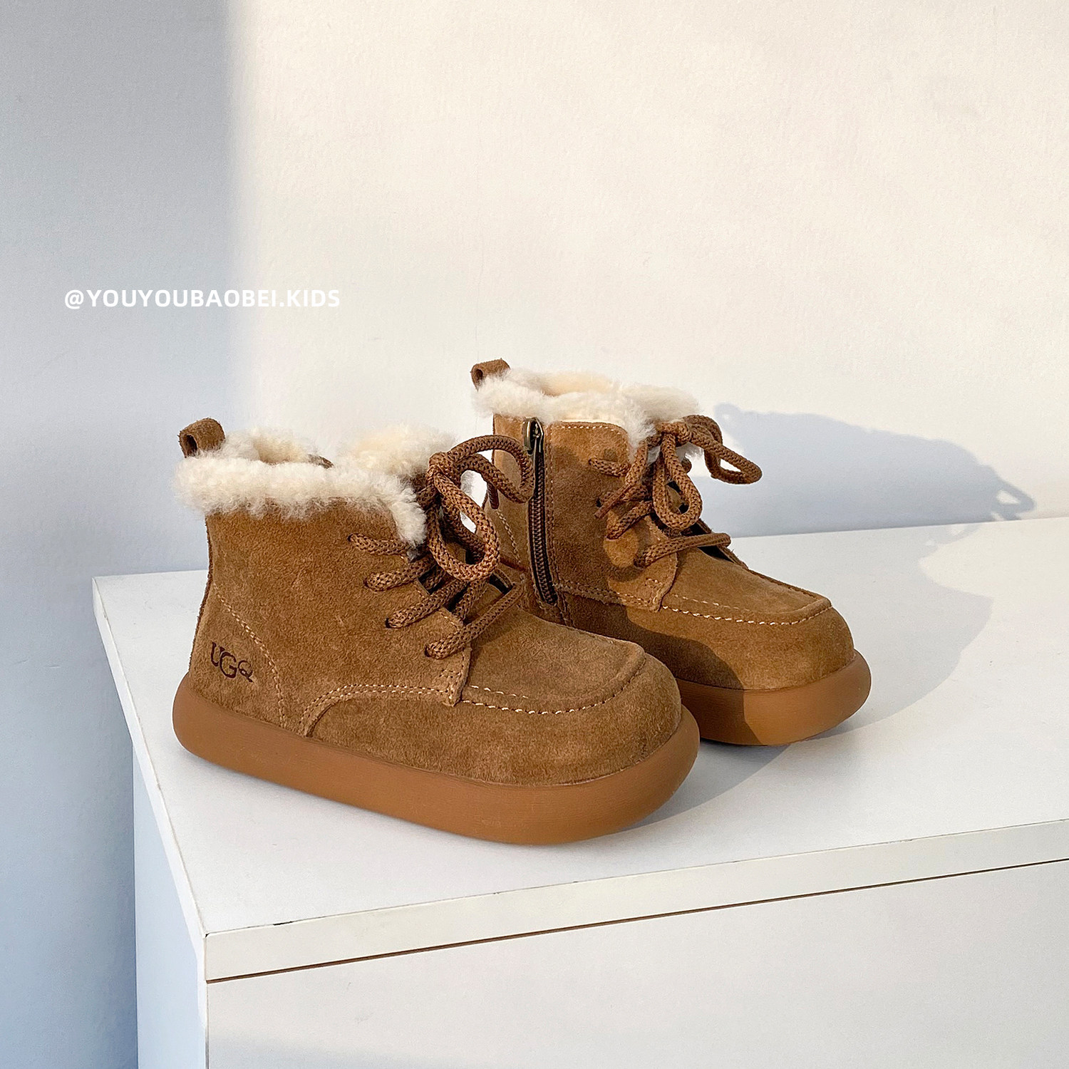 冬季儿童雪地靴男童马丁大棉靴加绒加厚保暖女童户外短靴真皮防滑