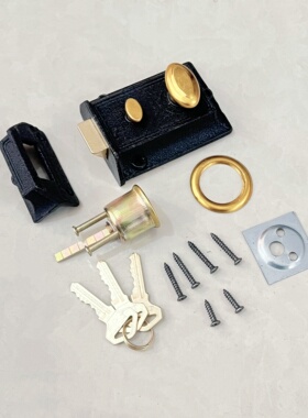 双保险牛头锁老式房门锁牛头弹子门锁二保险锁外装暗锁木门门锁