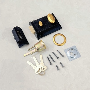 双保险牛头锁老式房门锁牛头弹子门锁二保险锁外装暗锁木门门锁