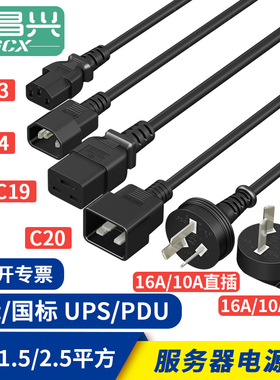 国标PDU欧服务器3芯纯铜三孔c13转c14/C15 10a/16a-C19-C20电源线