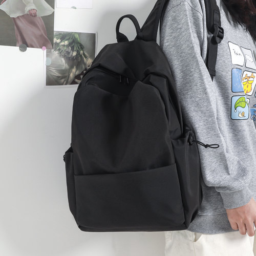 纯色双肩包学生书包登山包