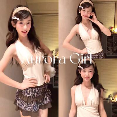 纯欲显瘦遮肚度假比基尼泳衣女