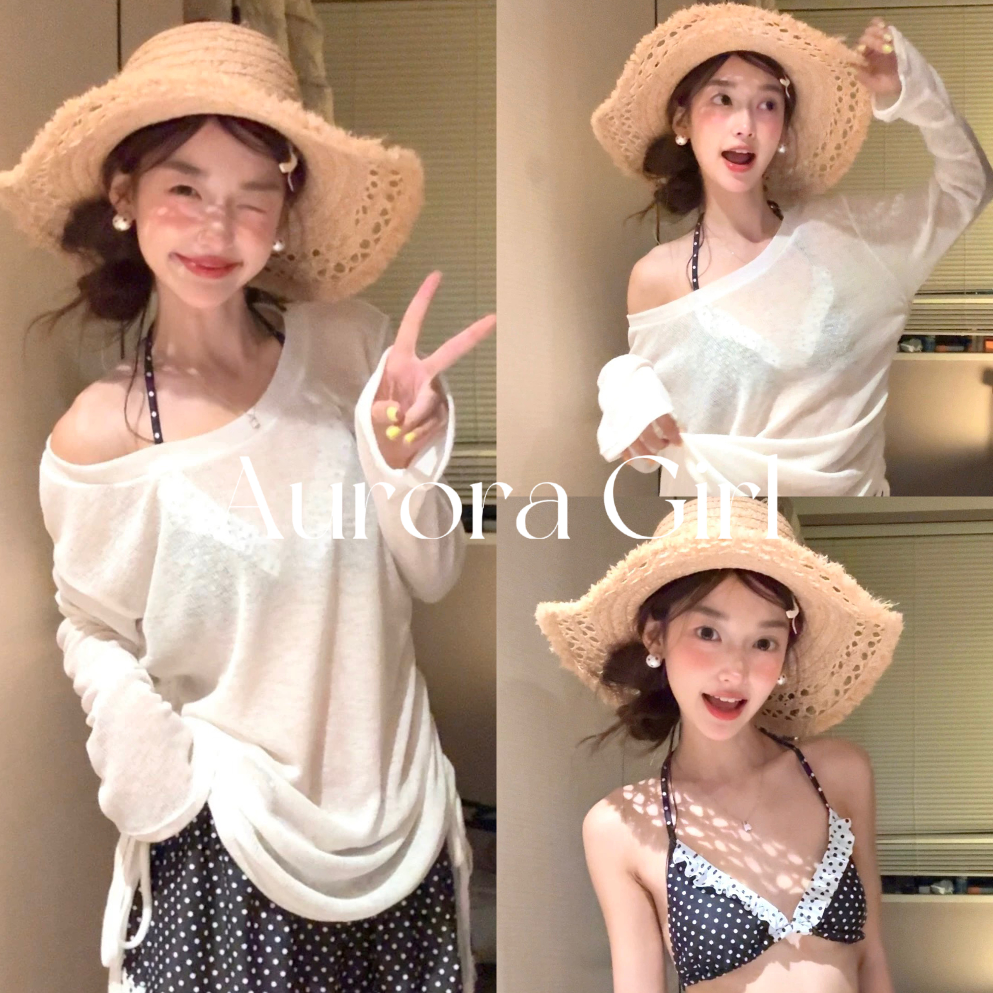 『Aurora Girl』泰国新款女海边度假沙滩上衣比基尼裙式小胸波点,运动/瑜伽/健身/球迷用品,比基尼,淘宝优惠券,粉丝福利购,淘宝优惠卷