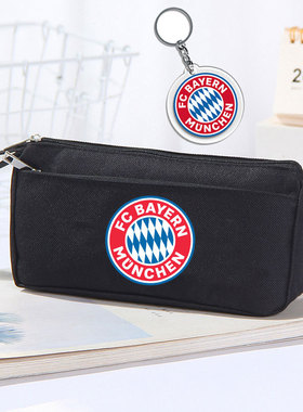欧冠笔袋挂件套装皇马拜仁笔袋大容量运动笔袋盒世界杯足球笔袋