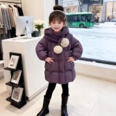 韩版 加厚棉服冬季 连帽毛球装 女童2026新款 饰保暖外套洋气时尚