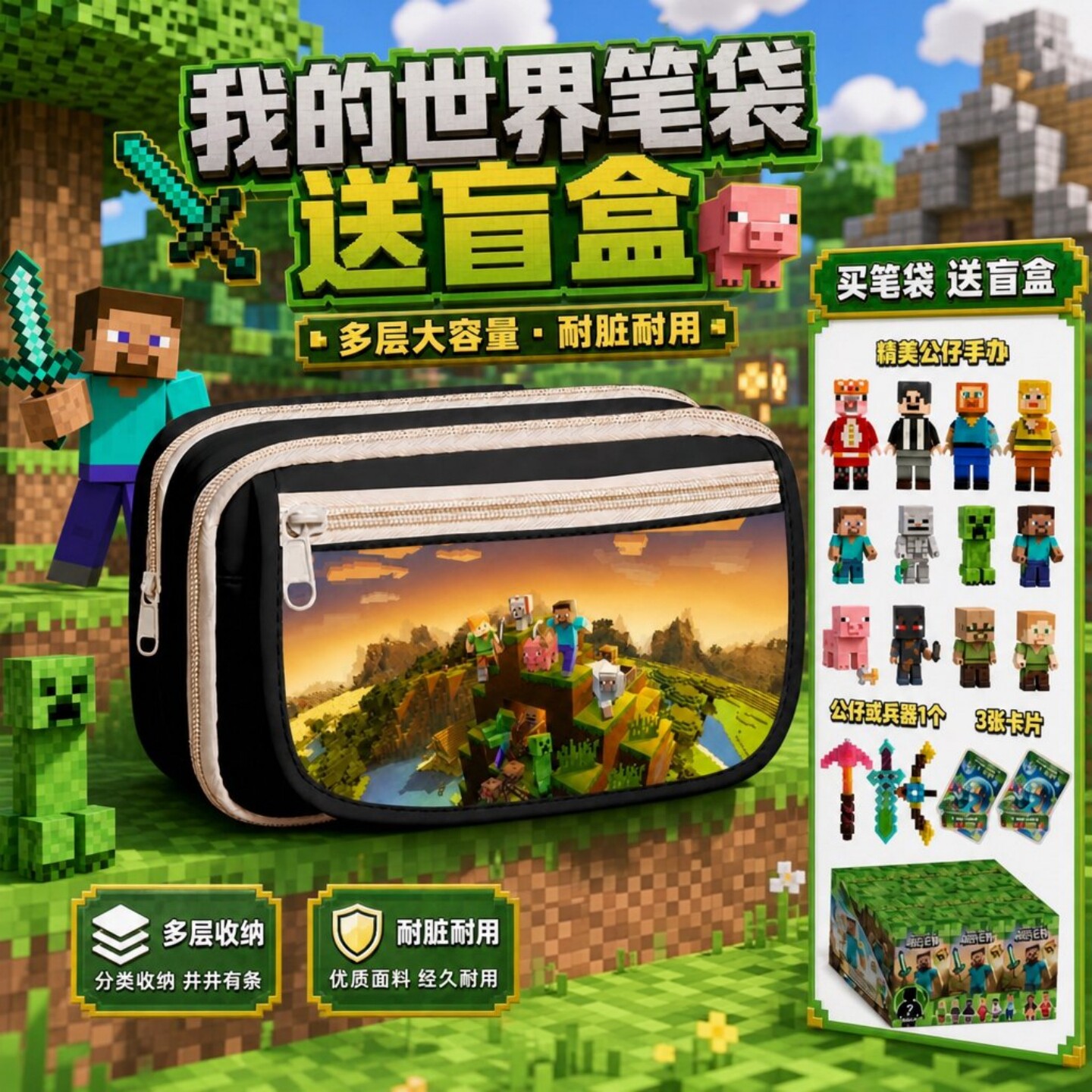 我的世界笔袋送盲盒公仔图片
