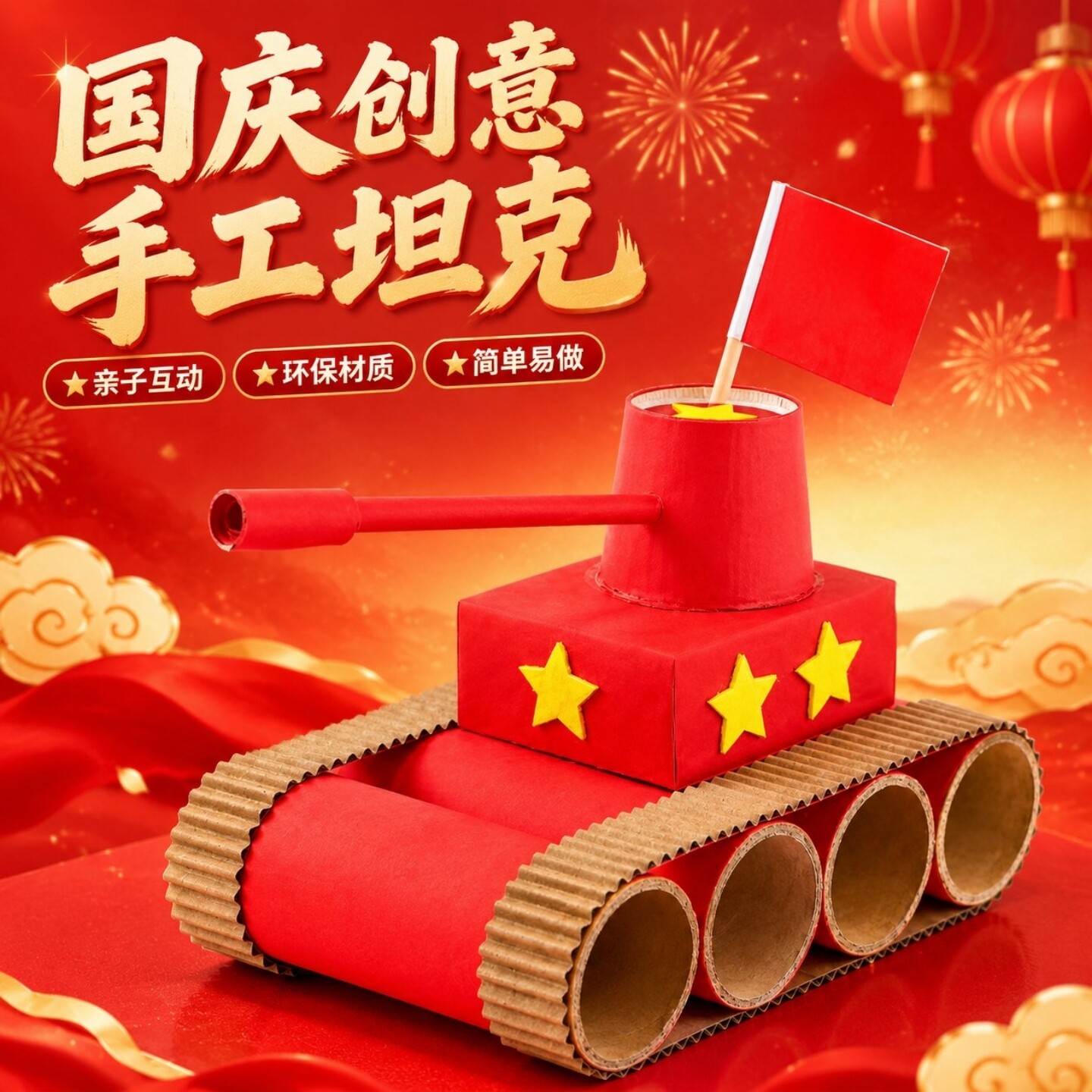 国庆节坦克手工制作diy材料包