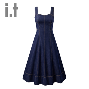 修身 新款 设计感牛仔连衣裙女秋季 显瘦气质收腰裙子 CHOCOOLATE