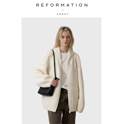 【现货】About Reformation小众设计羊毛针织衫显瘦开衫保暖毛衣