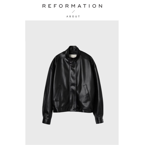 【现货】About Reformation皮衣夹克外套女春秋款韩版拉链款上衣