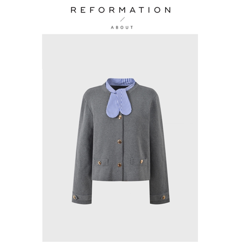 【现货】About Reformation甜美蝴蝶结法M开衫百搭短款针织衫外套