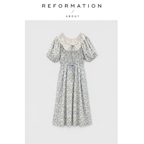 【现货】About Reformation连衣裙法式田园复古风碎花收腰长裙