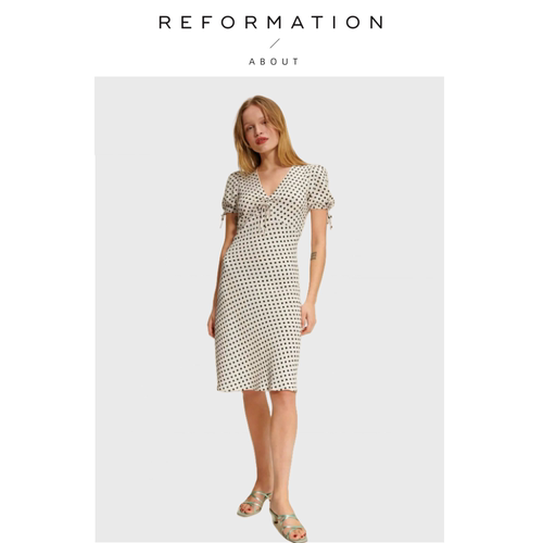【现货】About Reformation经典波点系列复古人造丝修身连衣裙