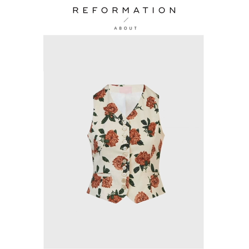 【现货】About Reformation玫瑰马甲立体剪裁复古花卉收腰背心