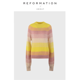 【现货】About Reformation条纹彩虹渐层色外穿毛衣气质优雅长袖