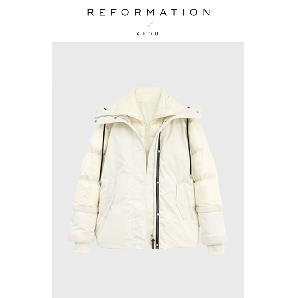【现货】About Reformation吴千语羽绒服女加厚保暖假两件白鸭绒