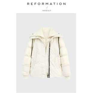 Reformation吴千语羽绒服女加厚保暖假两件白鸭绒 About 现货