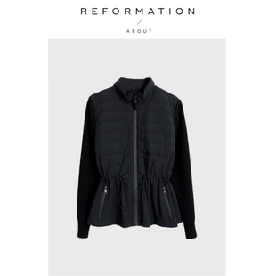 Reformation吴千语黑色排骨收腰羽绒服白鸭绒外套 About 现货