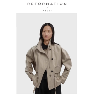 工装 Reformation短外套秋冬季 About 风抽绳风衣简约外套 现货