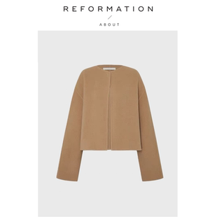 Reformation高圆圆同款 About 驼色毛呢外套宽松呢子大衣 现货