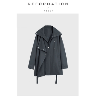 Reformation赵露思深灰色休闲风衣外套中长款 About 大衣 现货
