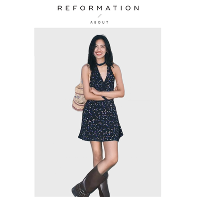 【现货】About Reformation繁星点点真丝吊带性感挂脖露背连衣裙