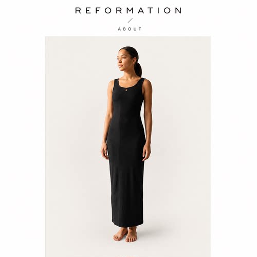 【现货】About Reformation纯色圆领修身长款针织背心连衣裙性感
