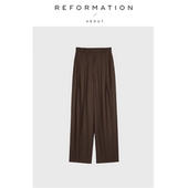 现货 About Reformation直筒女羊毛高腰显瘦阔腿裤 锥形西装 裤