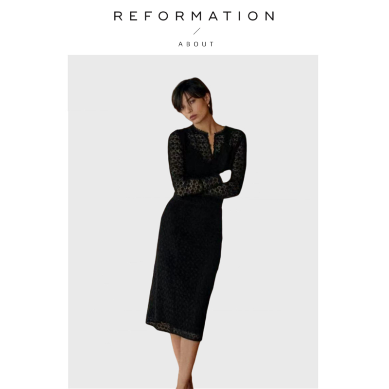 【现货】About Reformation高级的性感~黑钩花镂空开衫上衣长半裙