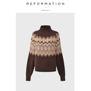 复古深棕色费尔岛风毛衣针织衫 Reformation法式 About 女 现货