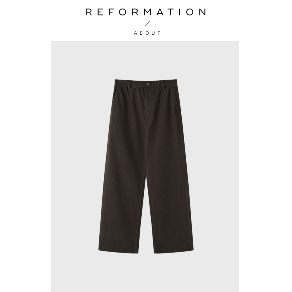 【现货】About Reformation老钱色系活性染牛仔复古工装阔腿神裤