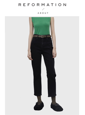 【现货】About Reformation有机弹力赤耳牛仔裤加厚保暖高腰休闲