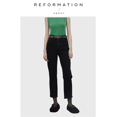 【现货】About Reformation有机弹力赤耳牛仔裤加厚保暖高腰休闲