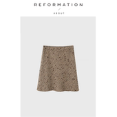 About 现货 Reformation重工斜裁毛球裙彩点羊毛呢复古半身裙