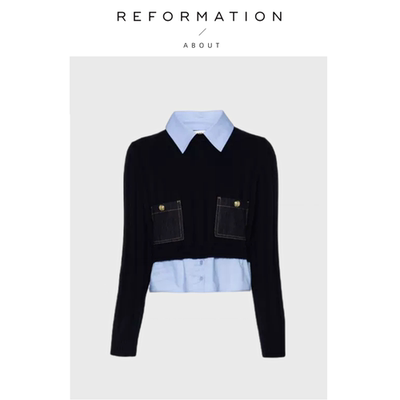 【现货】About Reformation 2穿经典针织衫可拆卸翻领轻薄羊毛衣