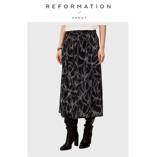 【现货】About Reformation巴黎印花半裙春植物花卉优雅飘逸长裙