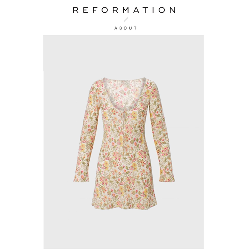 【现货】About Reformation碎花连衣裙轻奢海边度假小个子性感裙