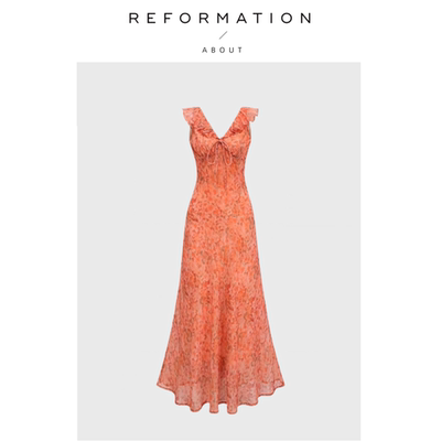 【现货】About Reformation连衣裙海边度假夏季显瘦气质碎花裙子