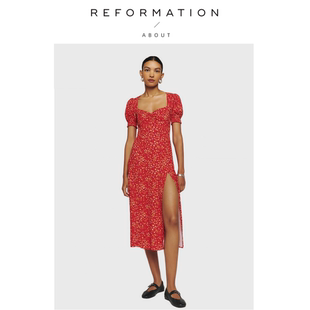 【现货】About Reformation刘亦菲同款许红豆碎花连衣裙法式女夏