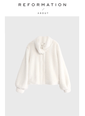 【现货】About Reformation时髦慵懒~赵露思款兔毛加厚毛茸茸外套