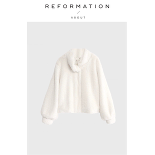 赵露思款 Reformation时髦慵懒 About 兔毛加厚毛茸茸外套 现货