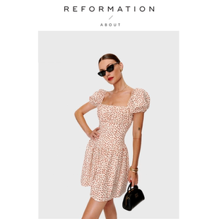 【现货】About Reformation连衣裙海边度假穿搭收腰碎花a字裙子女