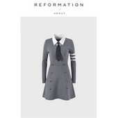 针织洋装 Reformation气质英伦显瘦撞色POLO领长袖 现货 About